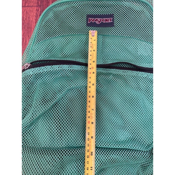 Jansport Green Mesh Backpack w/ Black Straps See Through Bookbag Beachbag - Picture 9 of 9